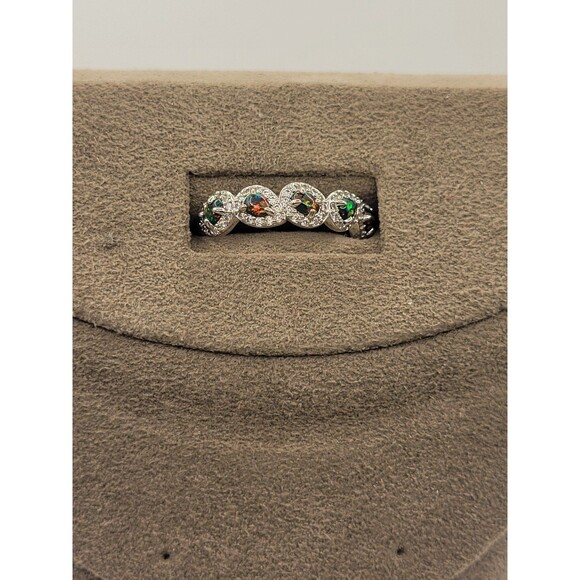 Bomb Party Lab Created Black Opal Rhodium Plating Ring - Picture 1 of 8